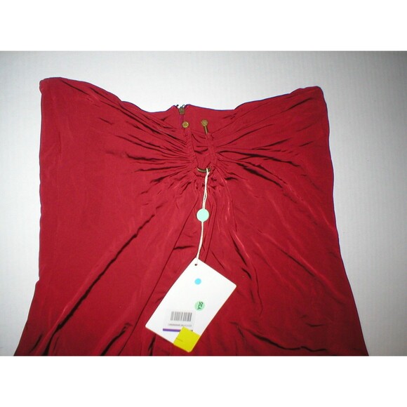 New Womens Designer Just Cavalli Italy Viscose Red Skirt 48 12 Metal Logo Accent - Picture 3 of 6